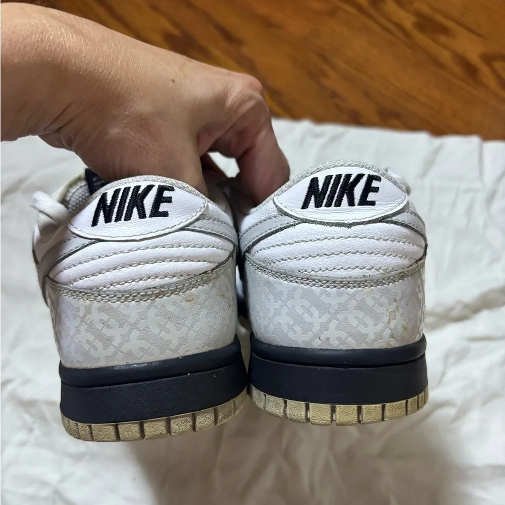 Nike Dunk Low- Womens- Size 7-White Neutral Gray- [317813-101]- Leather-Sneakers